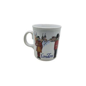 vintage London England souvenir porcelain coffee mug featuring textured paint
